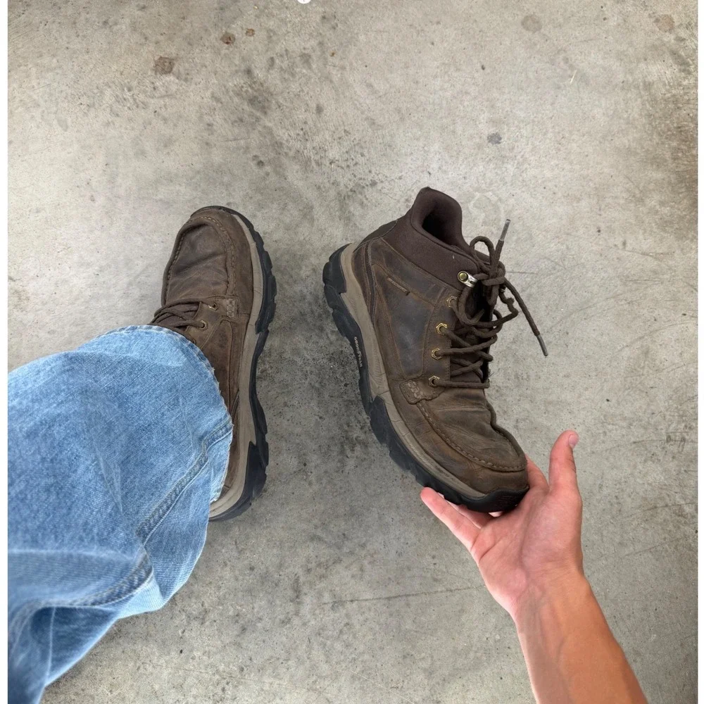Vintage Skechers Brown Leather Goodyear Work Boots 205381 Mens 12